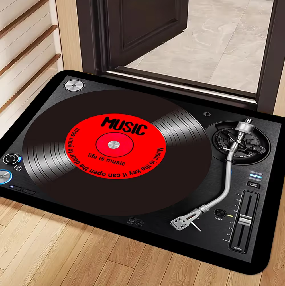 Tapis en vinyle VIKAMA, tapis musical rétro, tapis de sol vintage en forme de cassette, tapis élégan