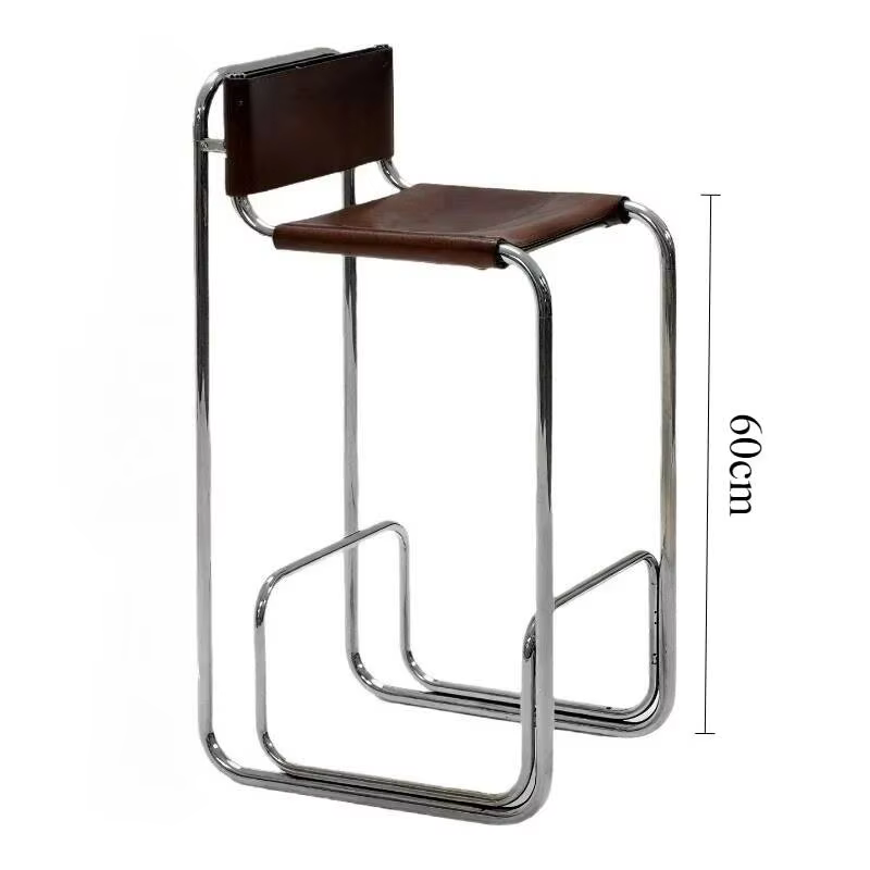 Chaises de bar confortables en acier inoxydable, style nordique élégant, avec dossier, pour îlot de