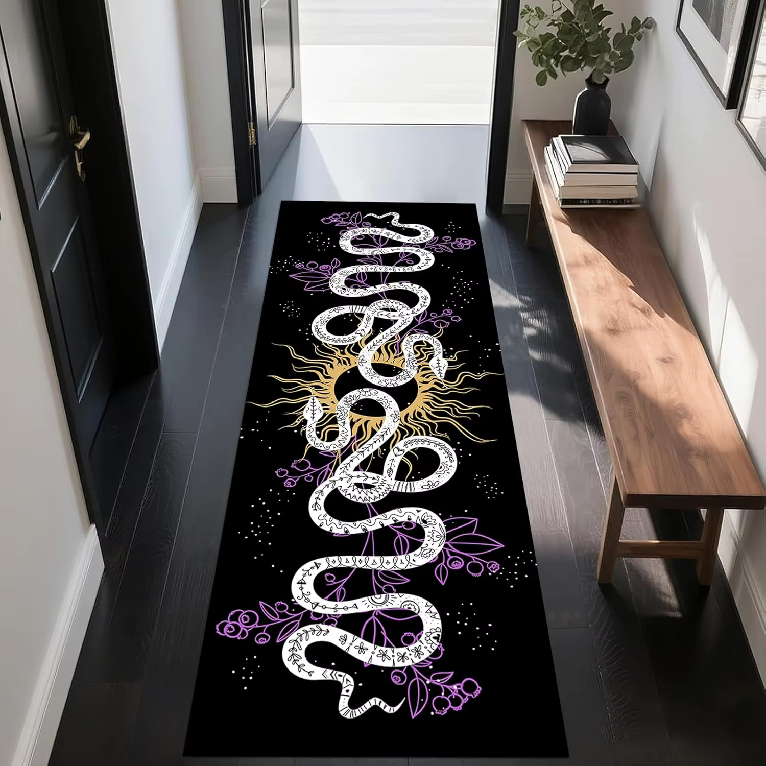 Tapis de coureur soleil et lune, Boho Phase de lune ciel nocturne céleste sorcellerie soleil lune ta