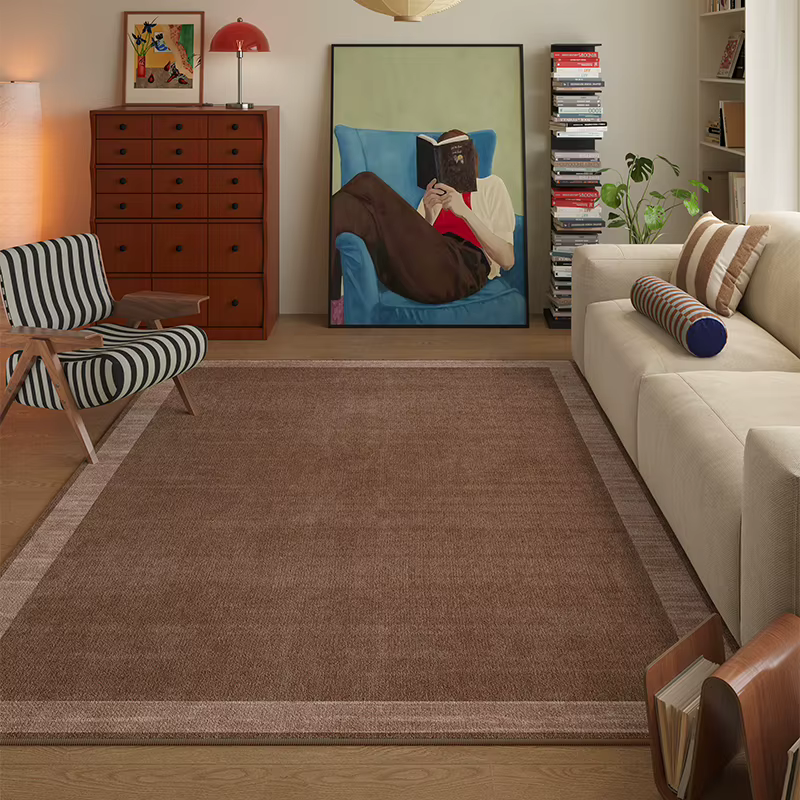 Grand tapis de décoration de chambre à coucher de couleur unie, Style rétro, pour salon, lavable, do