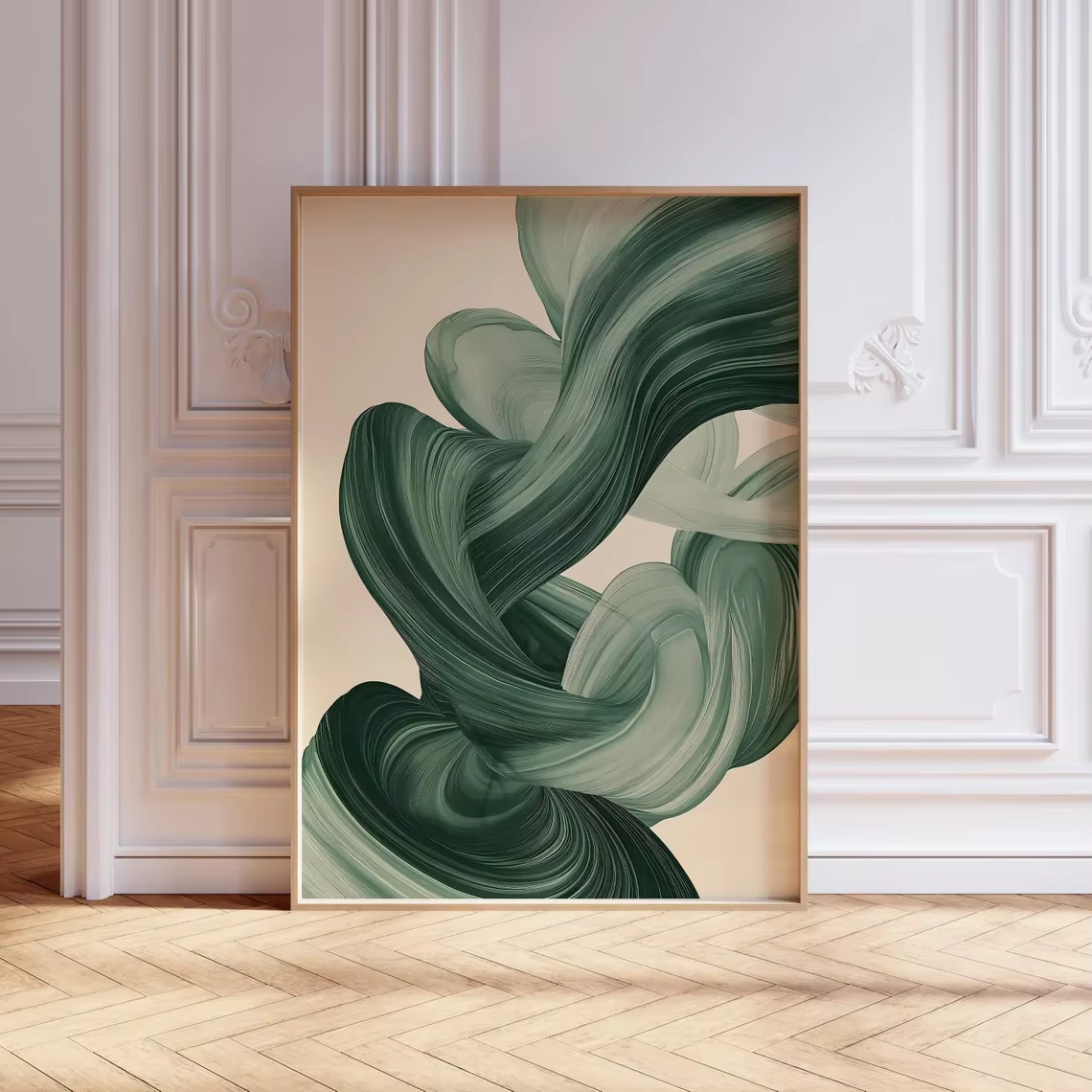 Art mural moderne du milieu du siècle en vert sauge, impression d'art abstrait moderne, art mural Ja