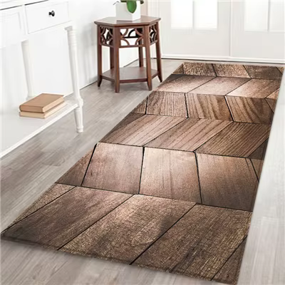 Tapis de cuisine géométrique en Grain de bois, tapis de sol, de porte, d'entrée, antidérapant pour l