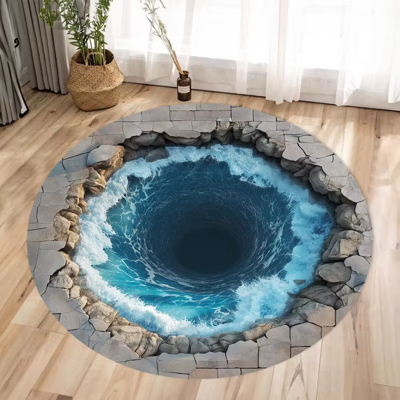 Tapis Vortex 3D, Illusion d'optique, rond, populaire, décoration de maison, salon, Cool, cadeau de p
