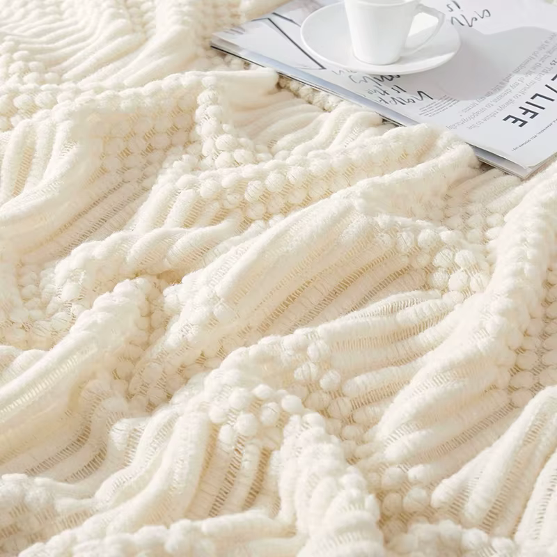 Blanc Boho jeter couvertures texturées grandes couvertures tricotées épais Vintage luxe jeter couvre