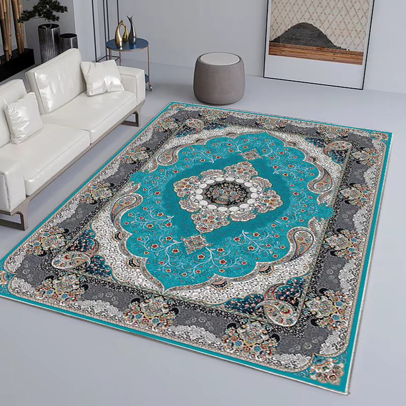 VIKAMA Tapis vintage de luxe léger de style américain, tapis de salon pour table basse, antidérapant