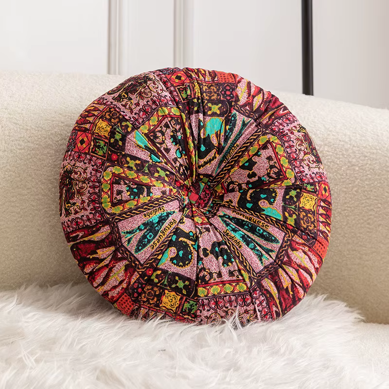 Grand oreiller de sol rond, siège de méditation, inserts de coussin bohème, coussin circulaire Manda