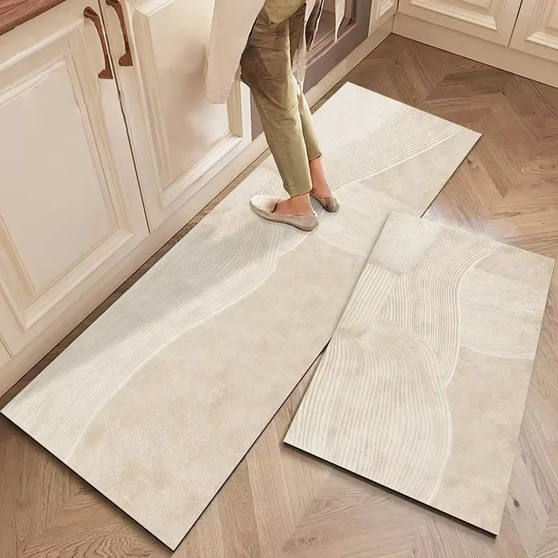 Tapis pour cuisine tapis de sol Pvc imperméable à l'huile tapis en cuir anti-dérapant tapis de pied