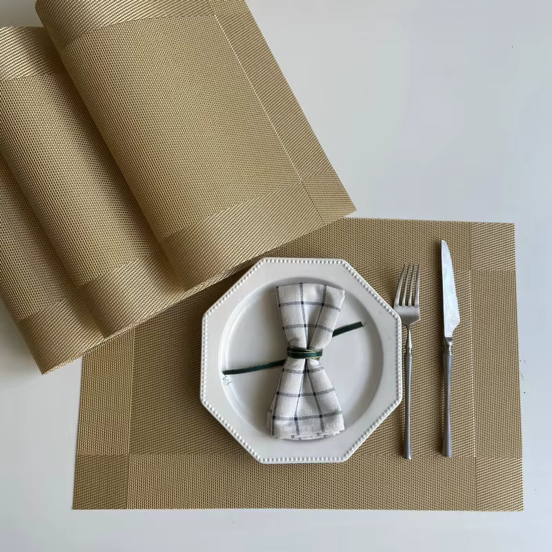 Ensemble de sets de table pour table de cuisine, lavables, faciles à nettoyer, napperon en PVC tissé