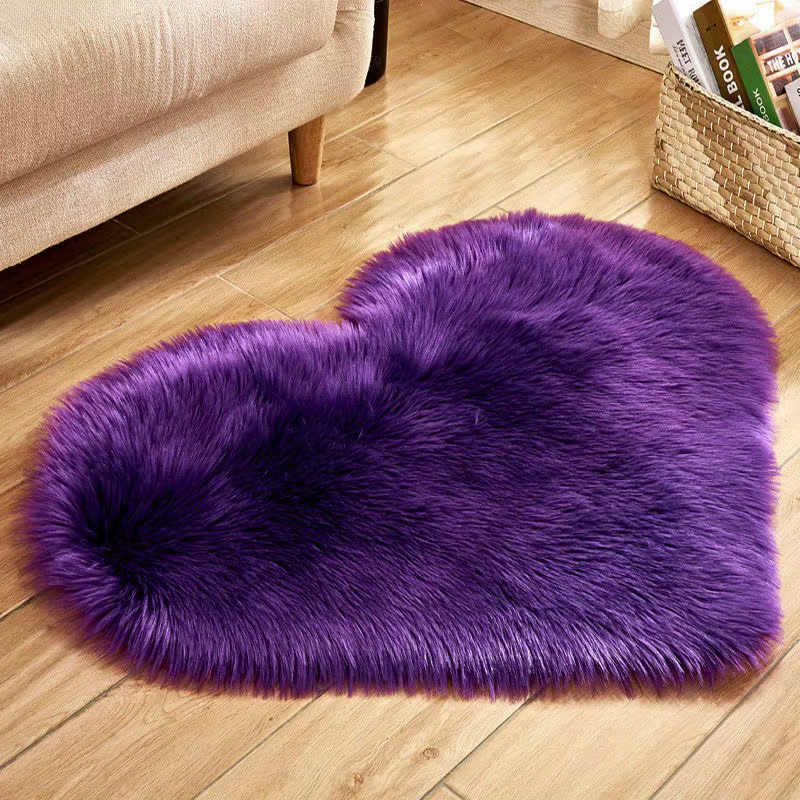 Tapis en peluche en forme de cœur 40x50cm, super doux, moelleux, shaggy, pour chambre à coucher, sal