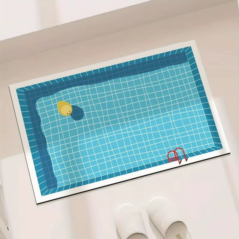 Tapis de sol antidérapant en caoutchouc pour salle de bain, tapis absorbant l'eau et à séchage rapid