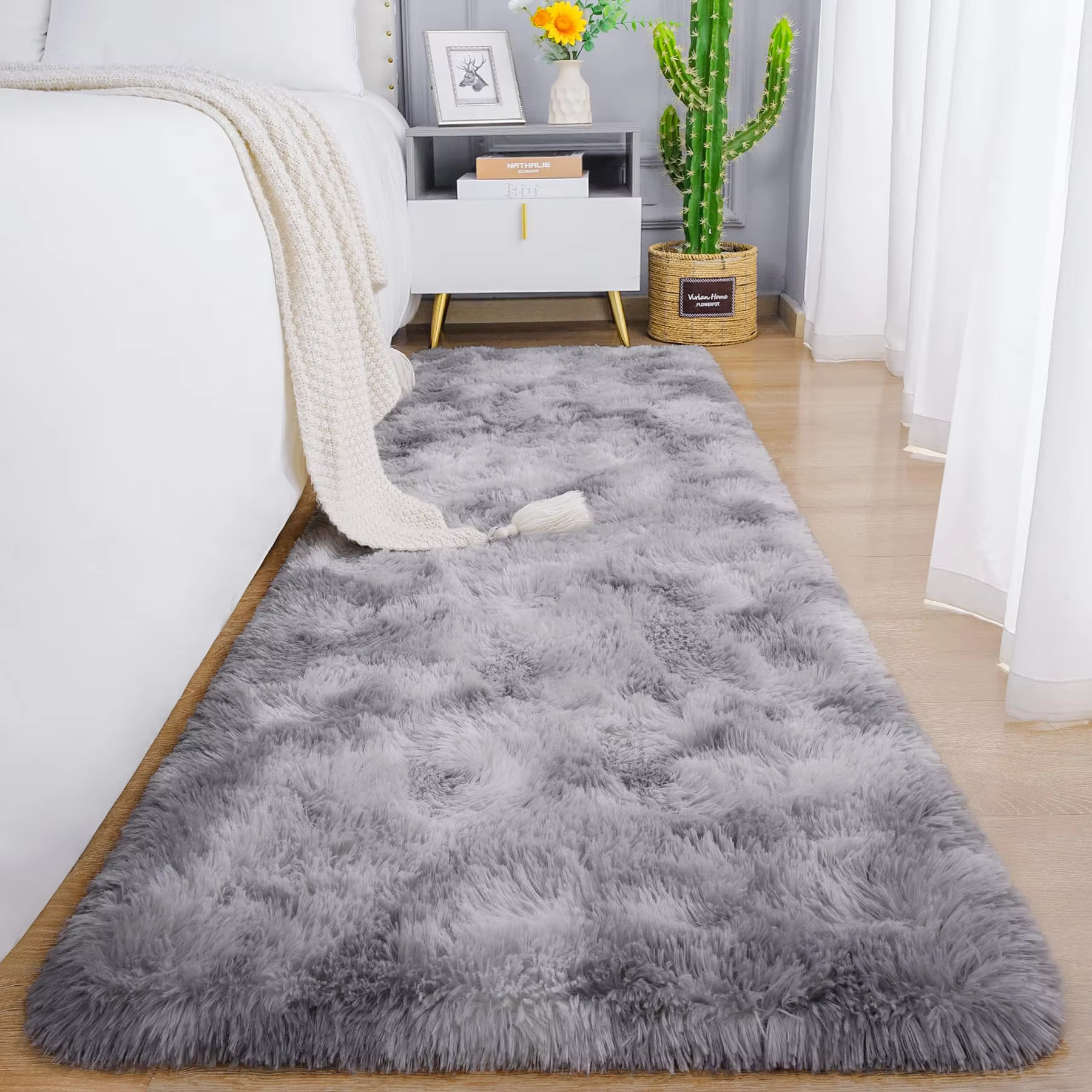 VIKAMA – tapis de chevet Simple de couleur unie, doux et antidérapant, pour chambre à coucher, tapis