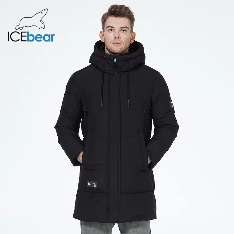 ICEbear 2023 vestes d'hiver pour hommes manteau en coton décontracté mi-long parka bouffante MWD3061