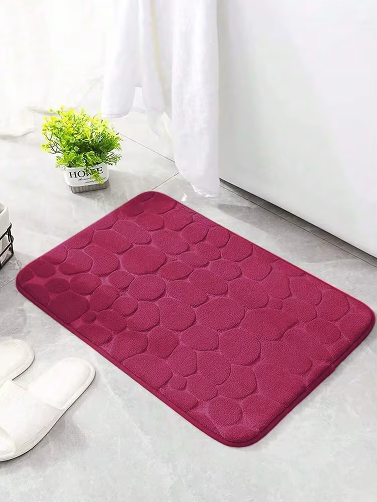 Tapis de bain pavé 1 pièce, texture pierre, absorbant rapidement l'eau, antidérapant, lavable, épais