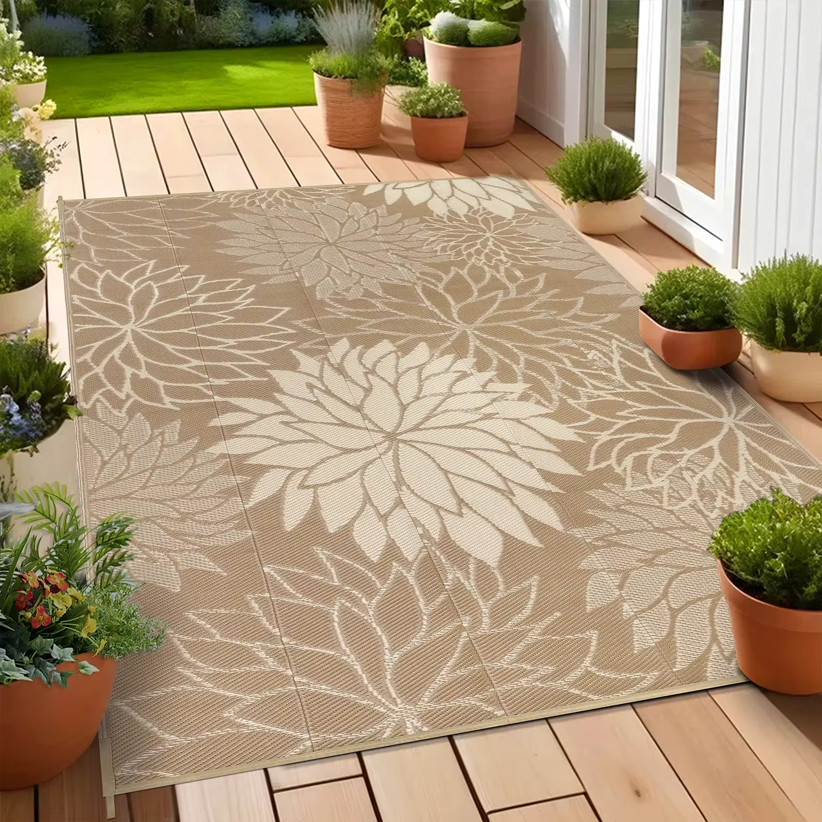 Tapis d'extérieur pliable VIKAMA pour camping-car, lavable en machine, tapis de pique-nique pour cam