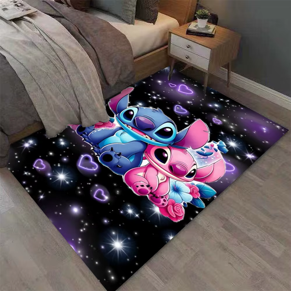 Tapis Décoratif Adorable Motif Cœur Stitch pour Chambre et Salon, Tapis de Sol Décontracté, Tapis de