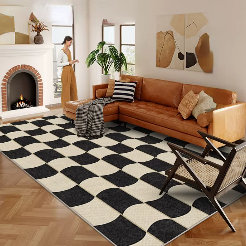 Tapis rétro américain pour décoration de salon et de chambre à coucher, doux, antidérapant, pour la