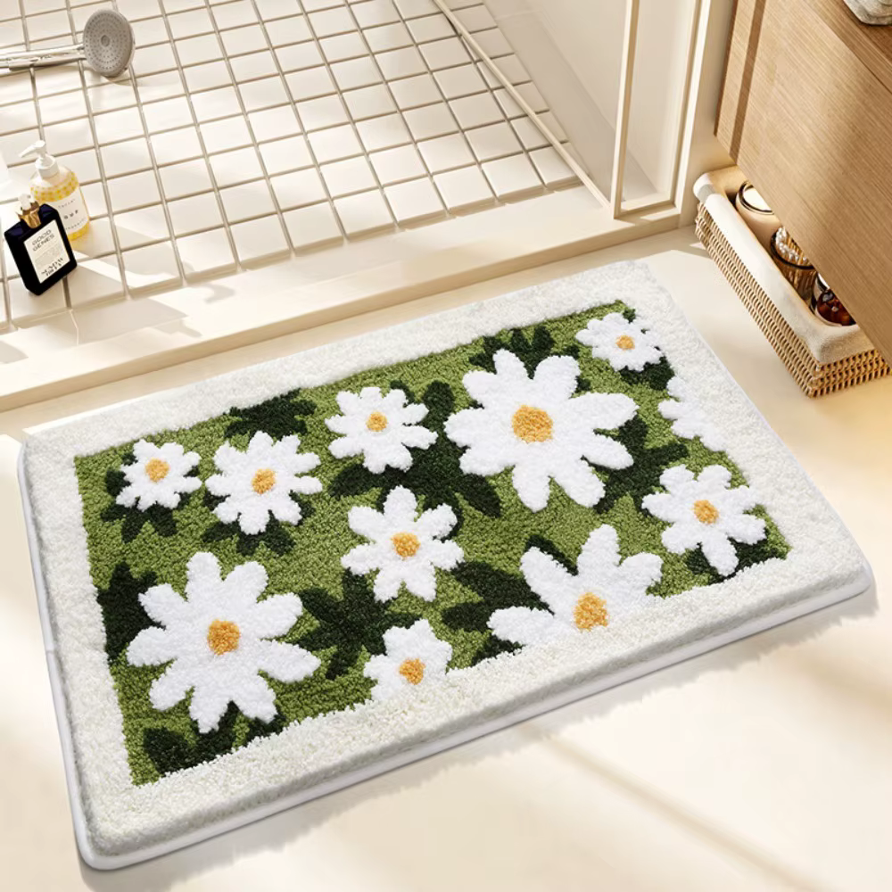 Petit tapis de sol de salle de bain à fleurs fraîches, minimaliste, moderne, doux, Durable, antidéra