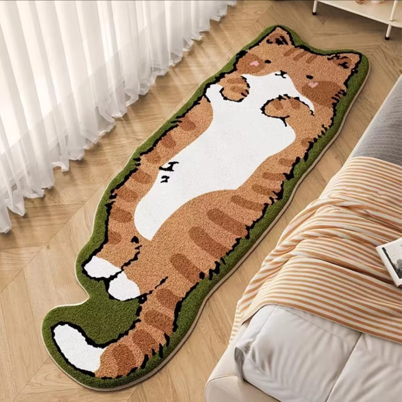 Tapis de chat de dessin animé VIKAMA – Tapis de sol chaud et flou pour salon, chambre à coucher, che
