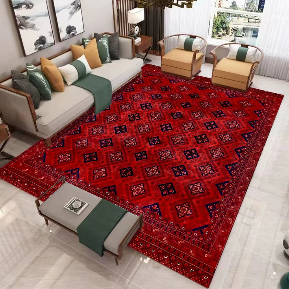 Collection de tapis persan Vintage avec défilement Floral de diamant géométrique, motifs de frontièr
