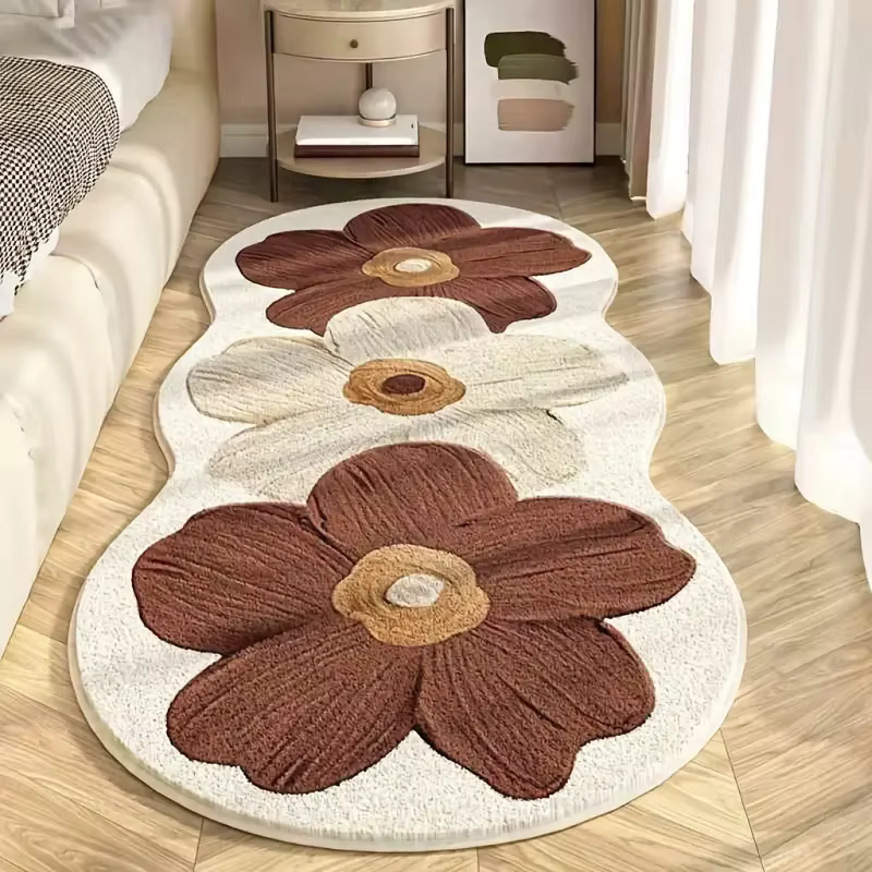 Tapis de chevet à longue bande Simple, imitation cachemire imprimé, tapis de sol en fourrure pour ch