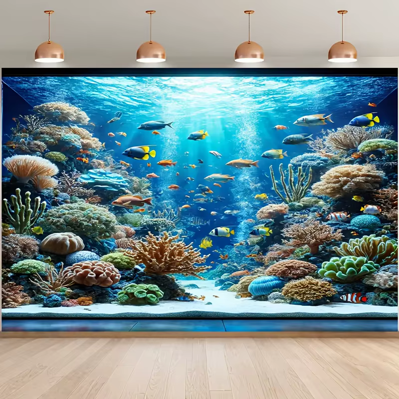 1 tissu de fond de photographie du monde sous-marin-peintures murales pour salon, chambre à coucher