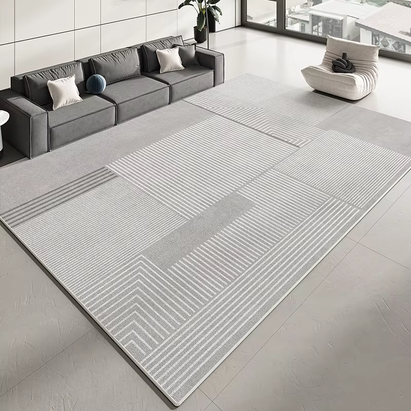 Tapis moderne gris foncé uni pour salon et chambre à coucher, tapis antidérapant avec texture moelle