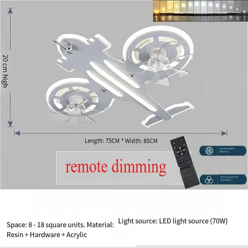 Nouveaux ventilateurs de plafond en forme d'avion, lampes de chambre pour enfants, ventilateurs créa