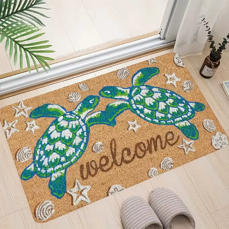 Tapis d'entrée en marron coco, tapis de sol antidérapant pour couloir, tapis de salon anti-poussière