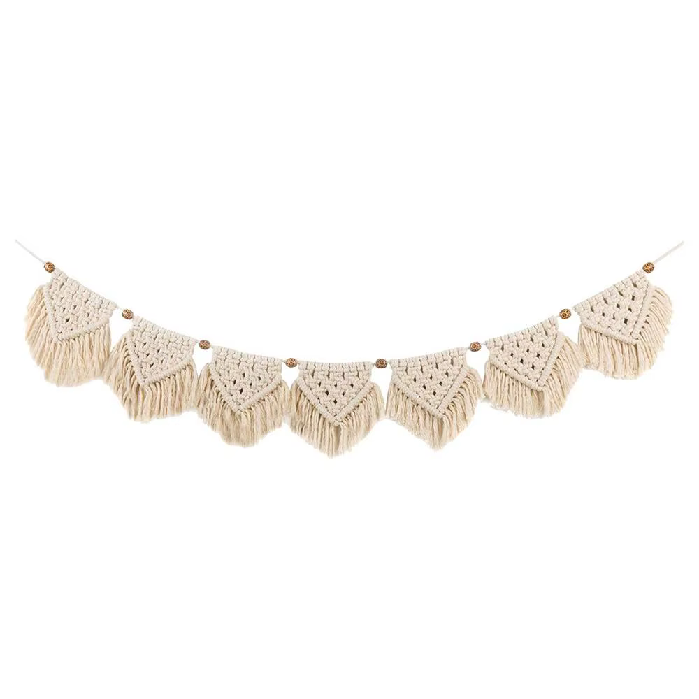 Tapisserie murale en macramé tissée à la main, décor Boho moderne, guirxiété de bannière