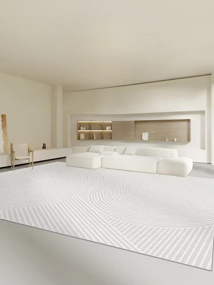 Tapis de salon avec lignes blanches, tapis de chambre à coucher, peluches minimalistes, tapis lavabl