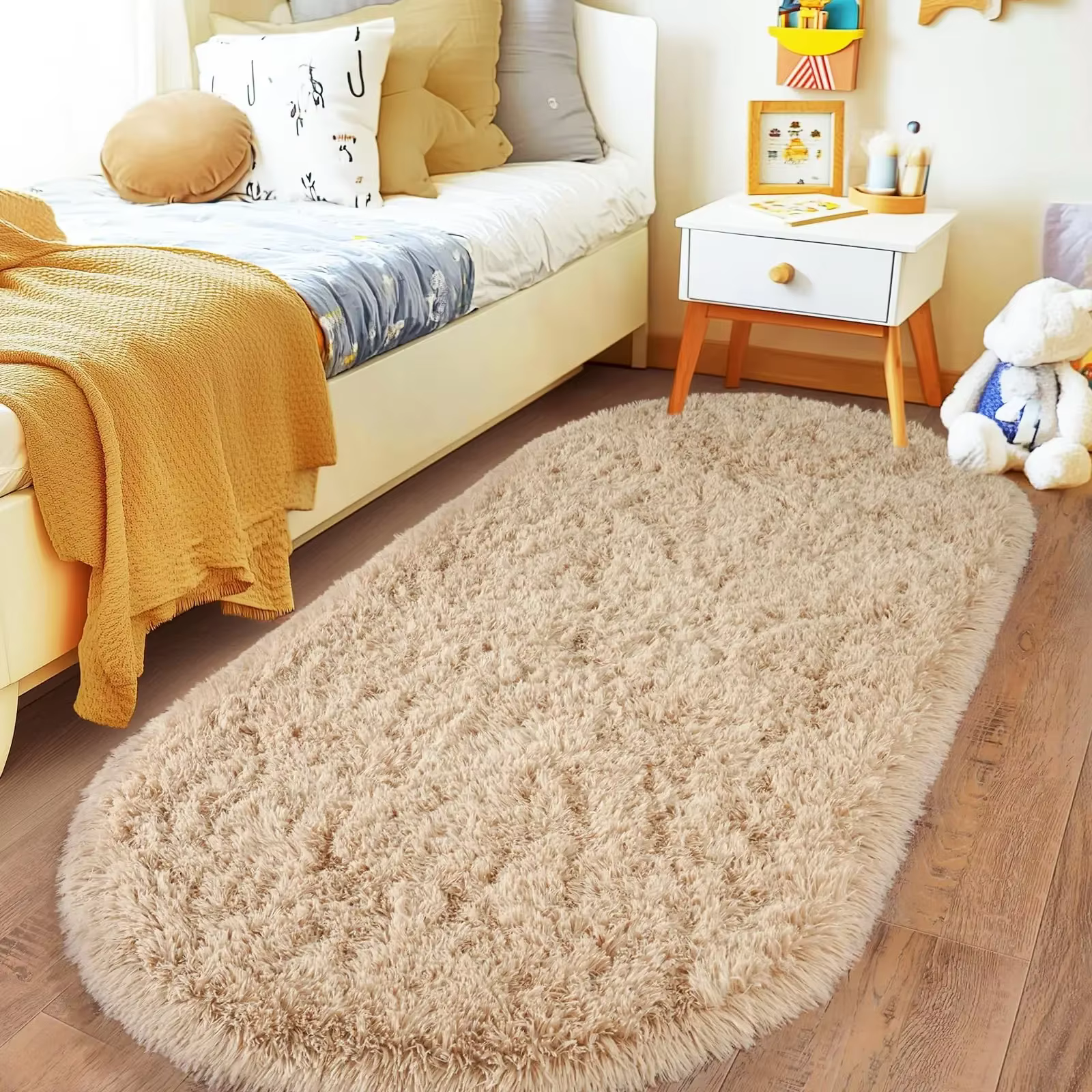 VIKAMA – tapis polaire Simple et doux, tapis de chevet doux et peluche pour chambre à coucher, tapis