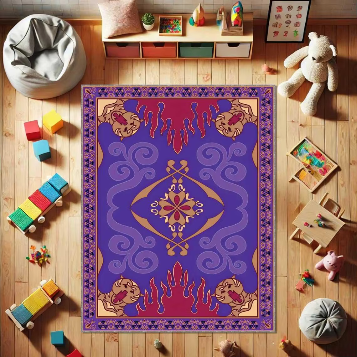 Tapis Aladdin, Tapis magique d'Aladdin, Tapis de salon fantastique, Tapis de chambre, Tapis ethnique