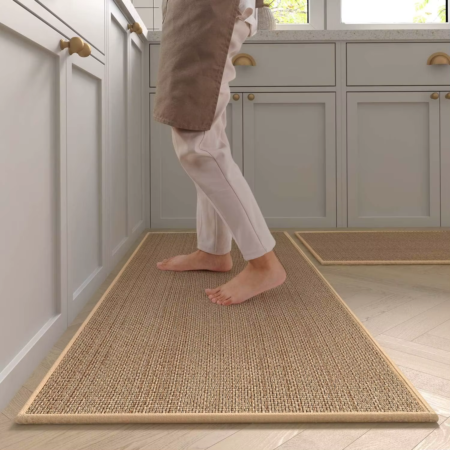 Tapis de cuisine antidérapant lavable, tapis de course en Faux Sisal, tapis de cuisine en Faux tissu