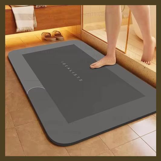 Tapis de salle de bain en terre de diatomées super absorbant, antidérapant, séchage rapide, tapis de