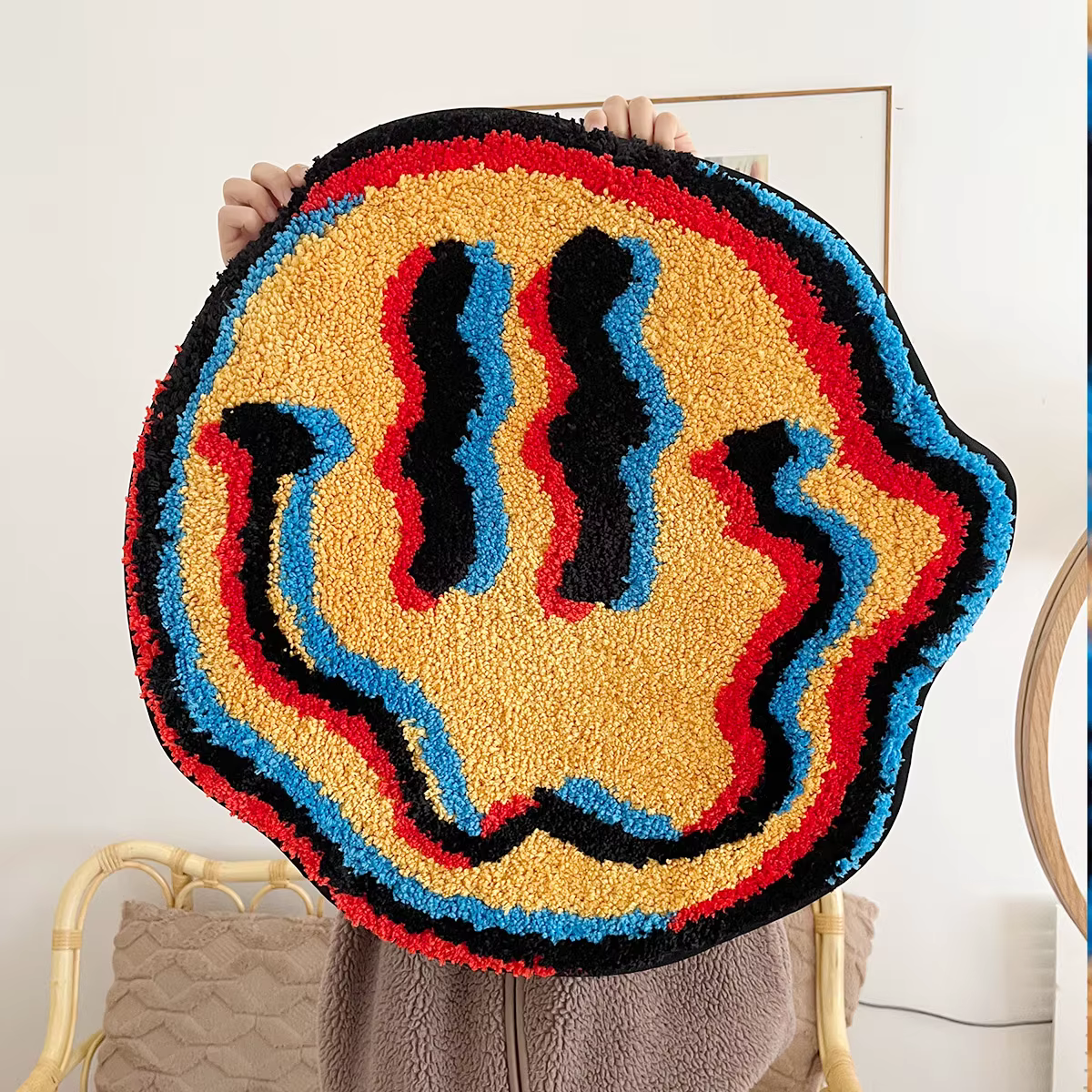 Tapis Trippy souriant - Conception capitonée unique | Cadeau idéal pour un ami | Tapis de chambr