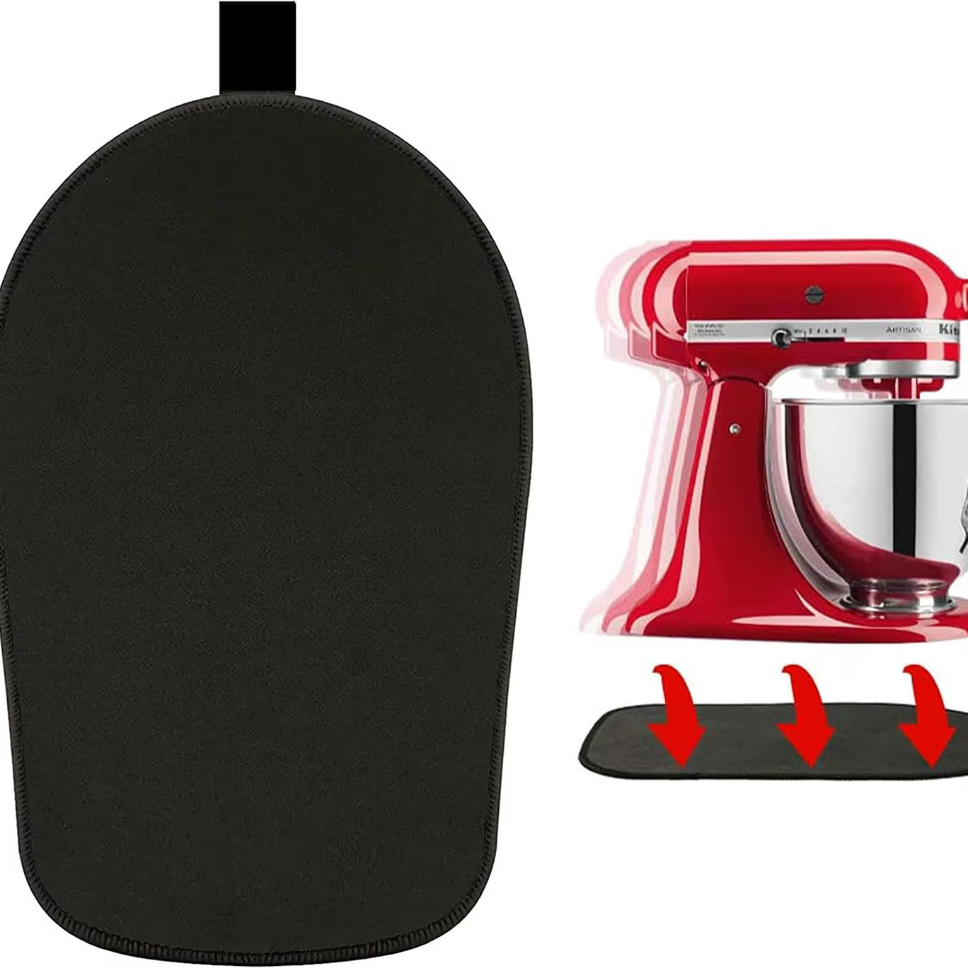 Tapis coulissant pour batteur sur socle inclinable KitchenAid, noir, 6,5L-8L