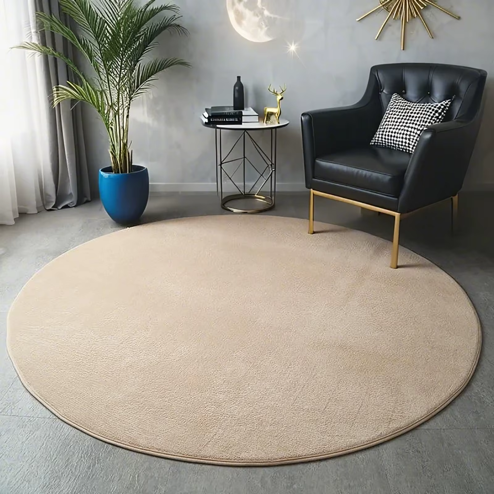 Tapis rond en velours de corail 90/120cm, Super doux, pour chambre à coucher, salon, décoration de l