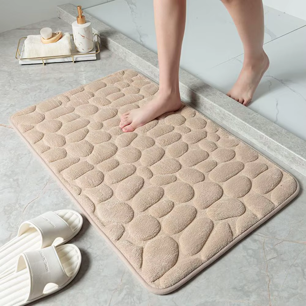 Tapis lavables antidérapants, tapis de bain absorbant l'eau, tapis de sol gaufré en forme de pavés, 