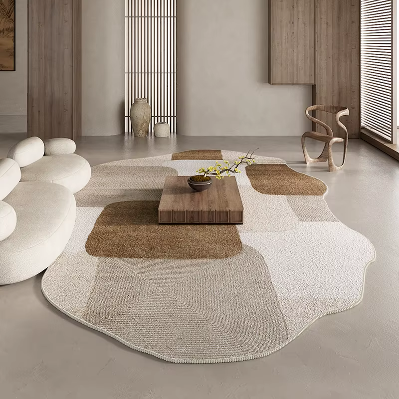 Tapis rétro américain pour chambre à coucher, moelleux, doux, marron, peluche, lea, irrégulier, salo