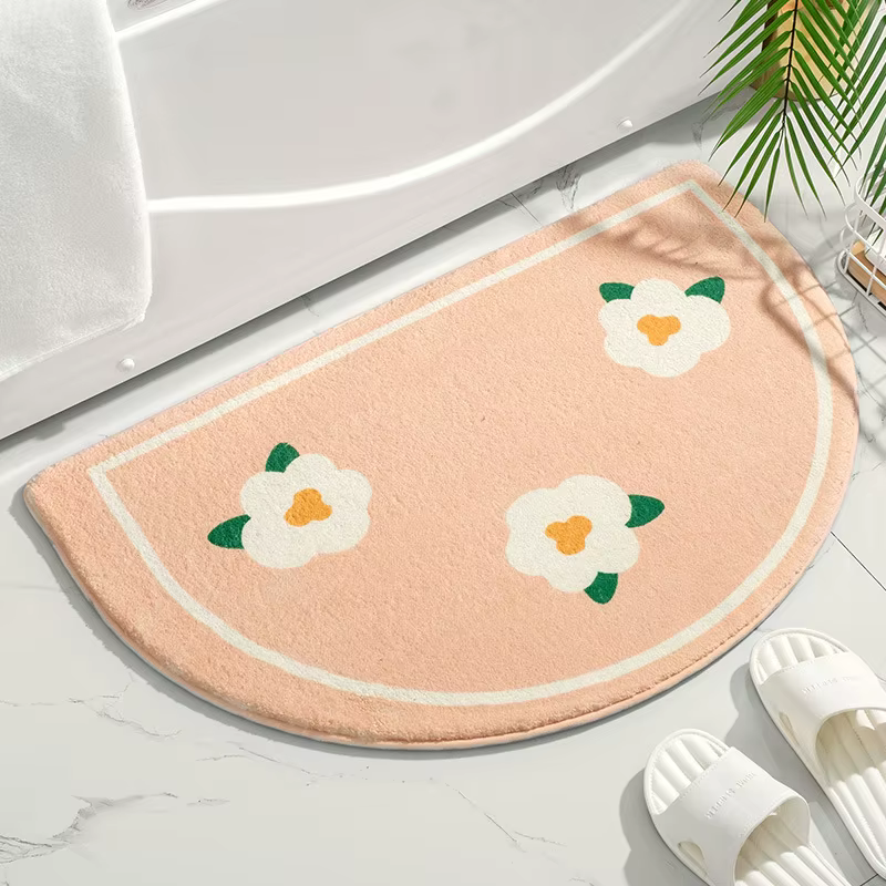 Tapis de sol doux absorbant et antidérapant, tapis de fleurs de texte frais, tapis d'entrée de maiso