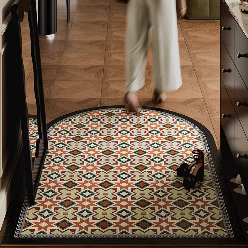 Tapis de porte d'entrée antidérapant, imperméable, résistant à la saleté, rétro, à carreaux verts, e