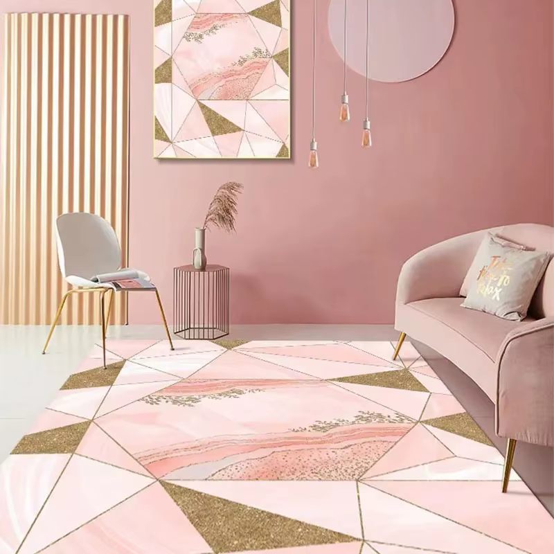 Tapis carré rose pour décoration de chambre de fille, style nordique de luxe, pour salon, grande sur
