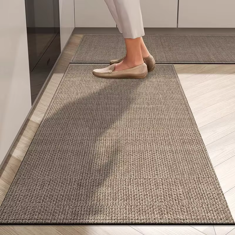 Tapis de sol en lin simple, tapis de sol de cuisine absorbant l'eau et antidérapant, résistant à la