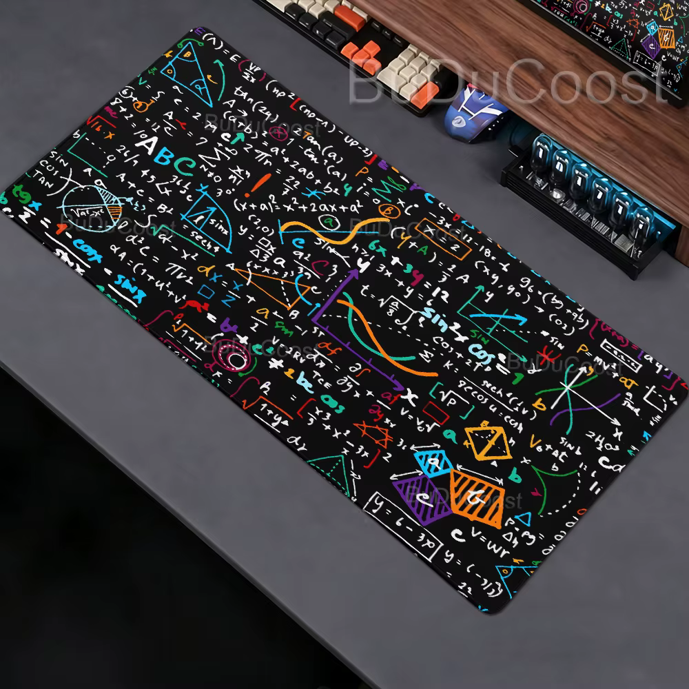 Tapis de souris noir et blanc, tapis de bureau avec formules scientifiques et mathématiques, tapis é