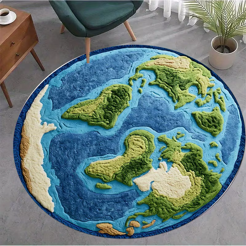 VIKAMA Earth Design Tapis rond doux, confortable et insonorisant pour chambre à coucher, bureau et d