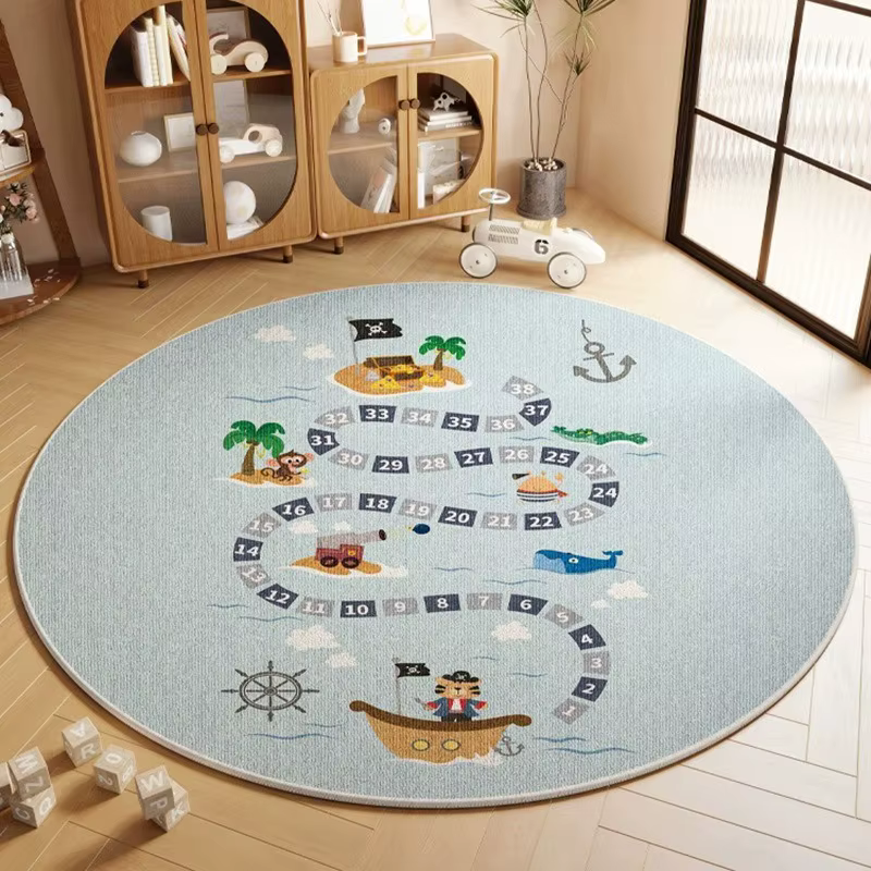Tapis rond antidérapant avec impression de carte du monde, grande surface, résistant à l'usure, pour