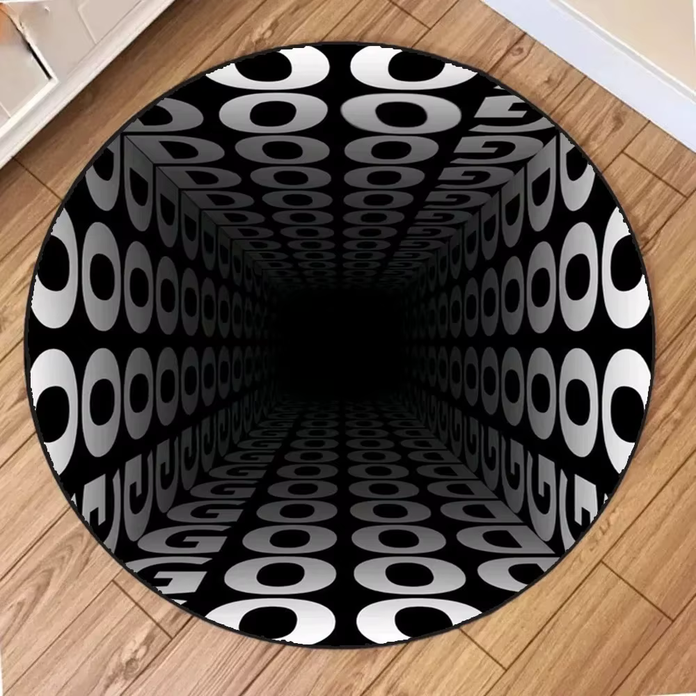 Tapis 3D à trous d'océan profond, Illusion de trous sous-marins, tapis de sol de cratère Abyss, rond