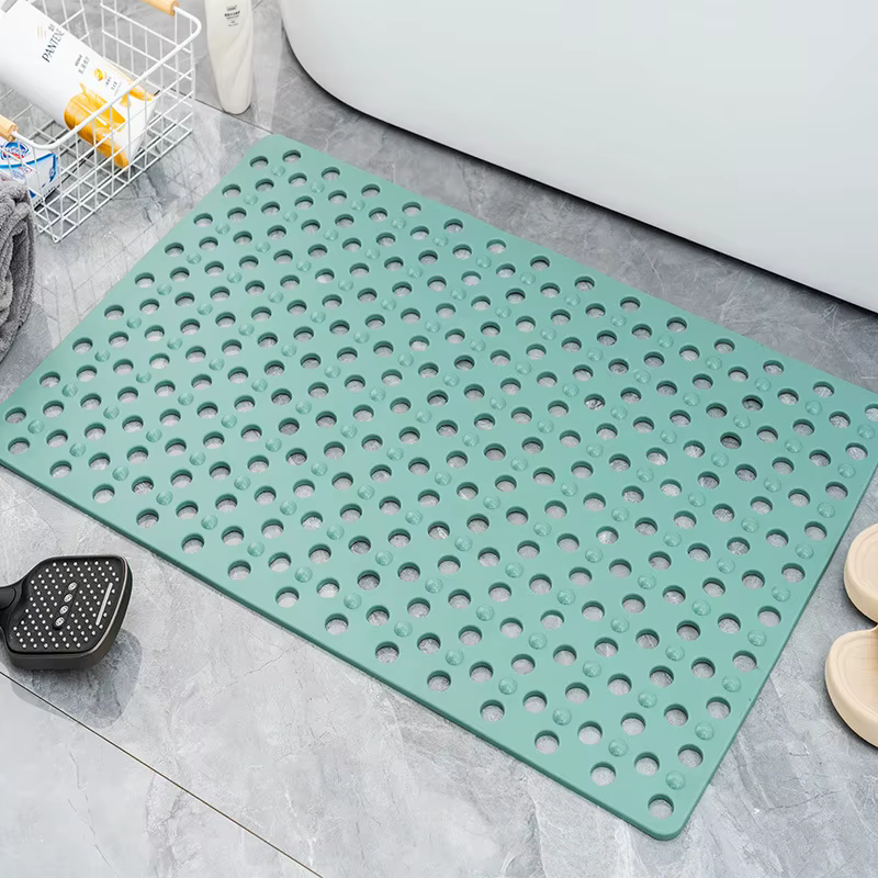 Tapis de salle de bain carré avec ventouse, conception à trou rond, douche antidérapante, Anti-chute