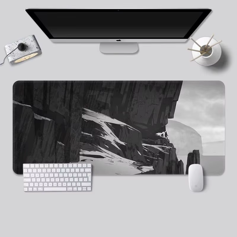 Tapis de souris noir et blanc, accessoires de configuration de jeu simples et haut de gamme, tapis d