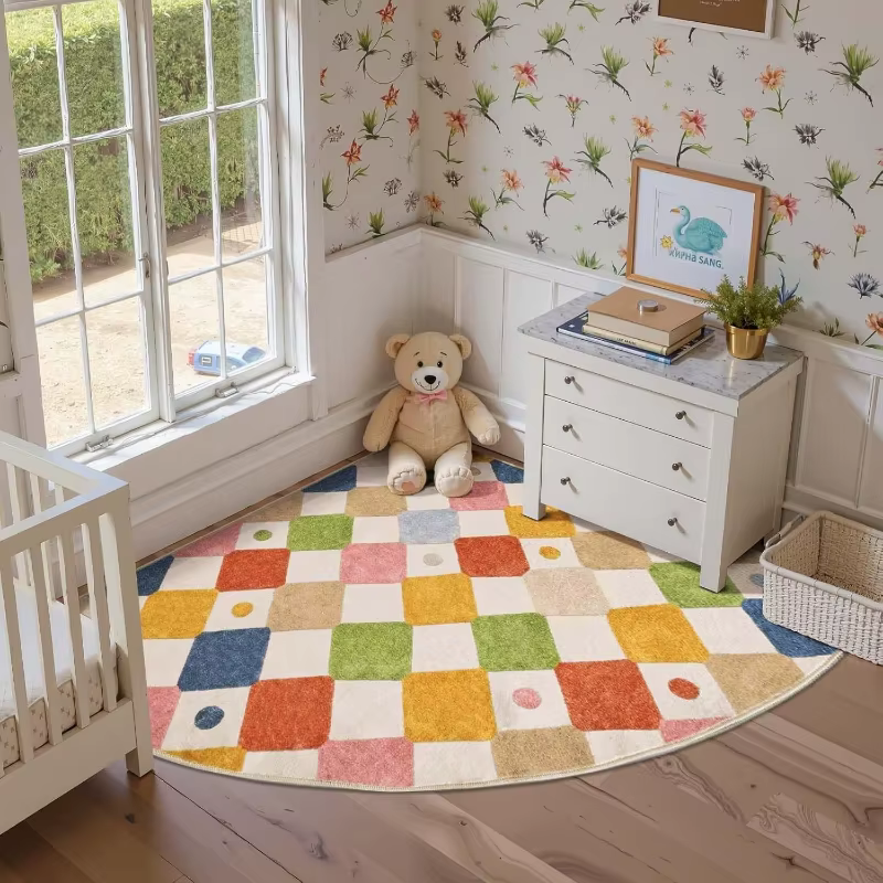 Tapis de chambre doux et moelleux, motif diamant coloré, tapis de sol moderne pour la décoration de 
